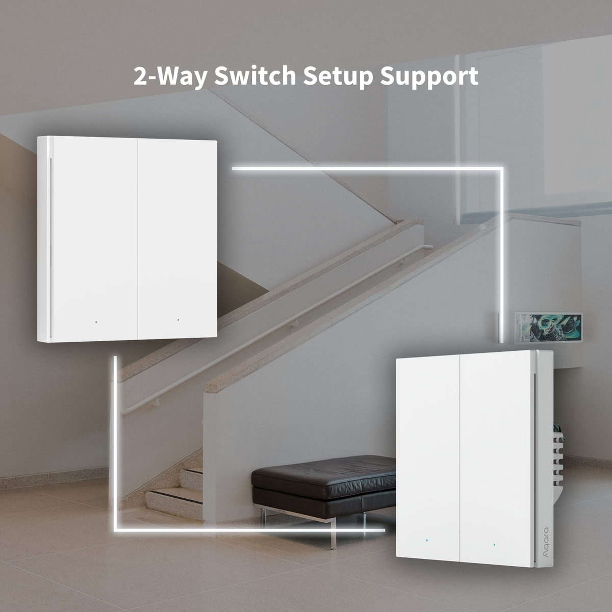 Smart Wall Switch H1 — No Neutral, Double Rocker, Gray