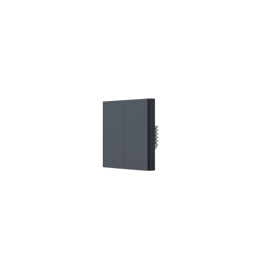 Smart Wall Switch H1 — No Neutral, Double Rocker, Gray
